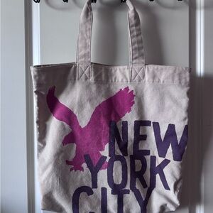 AE Canvas Tote Bag with Pink and Purple Design